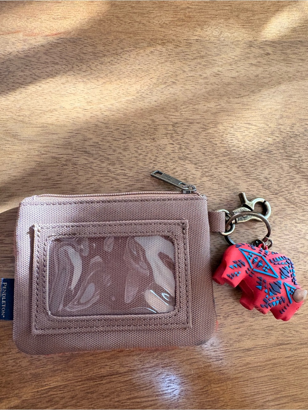 Pendleton Blush Pink Card Wallet with Red Elephant Charm